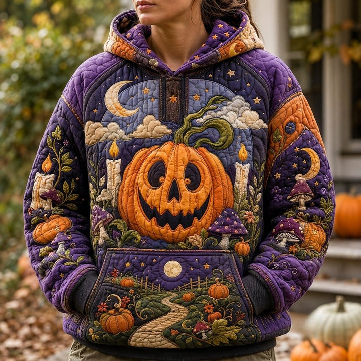 Hoodie z dynią na Halloween w blasku księżyca
