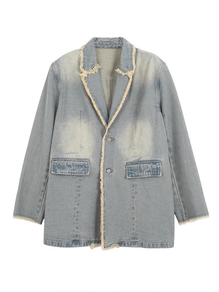 Hannah | Oversize Żakiet w Stylu Vintage z Surowymi Krawędziami