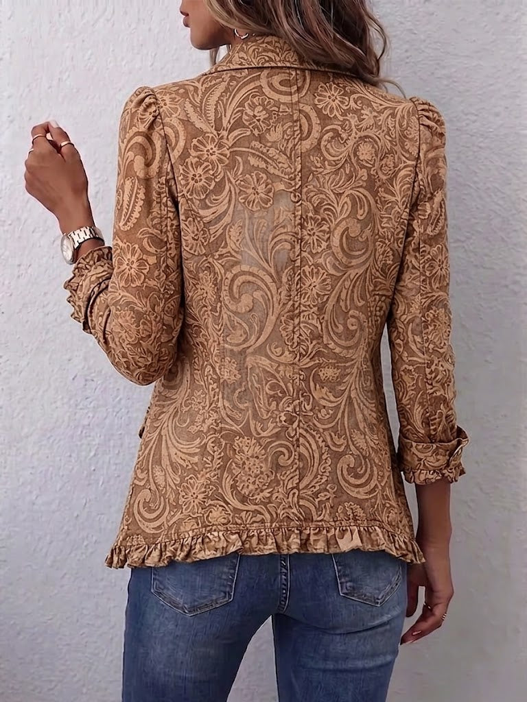 Madison | Vintage Bohemian Kwiatowy Print Ruffled Jacket