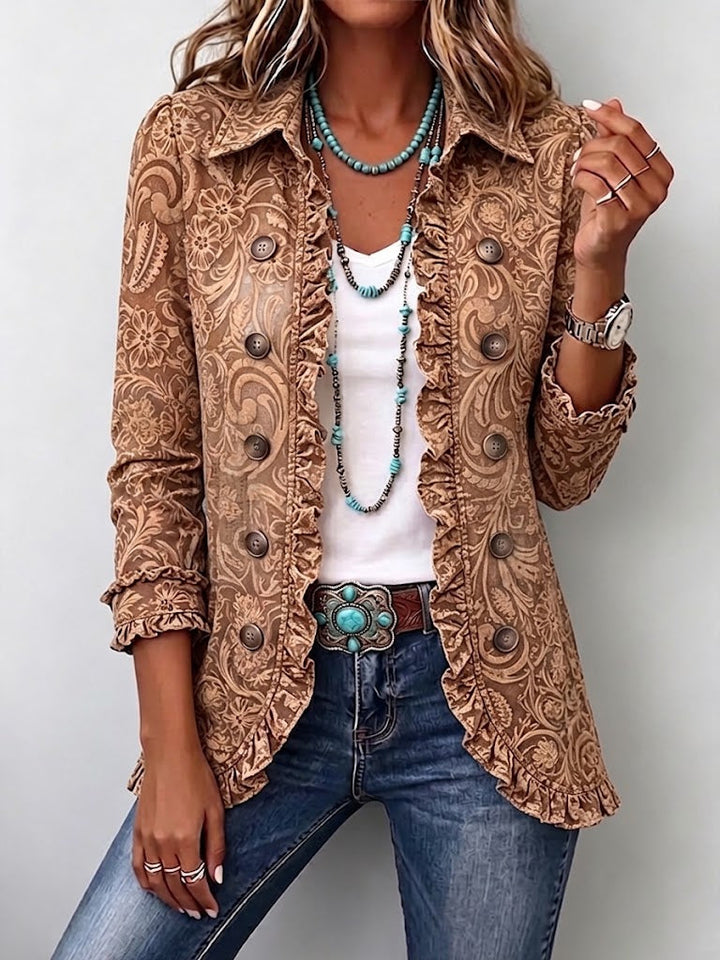 Madison | Vintage Bohemian Kwiatowy Print Ruffled Jacket